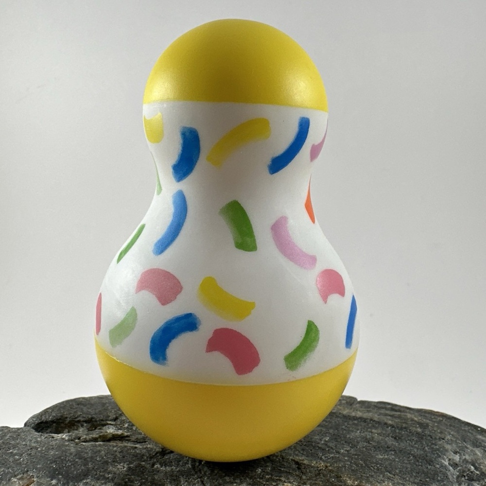 Yellow and White Sensory Rattle Toy for Kids